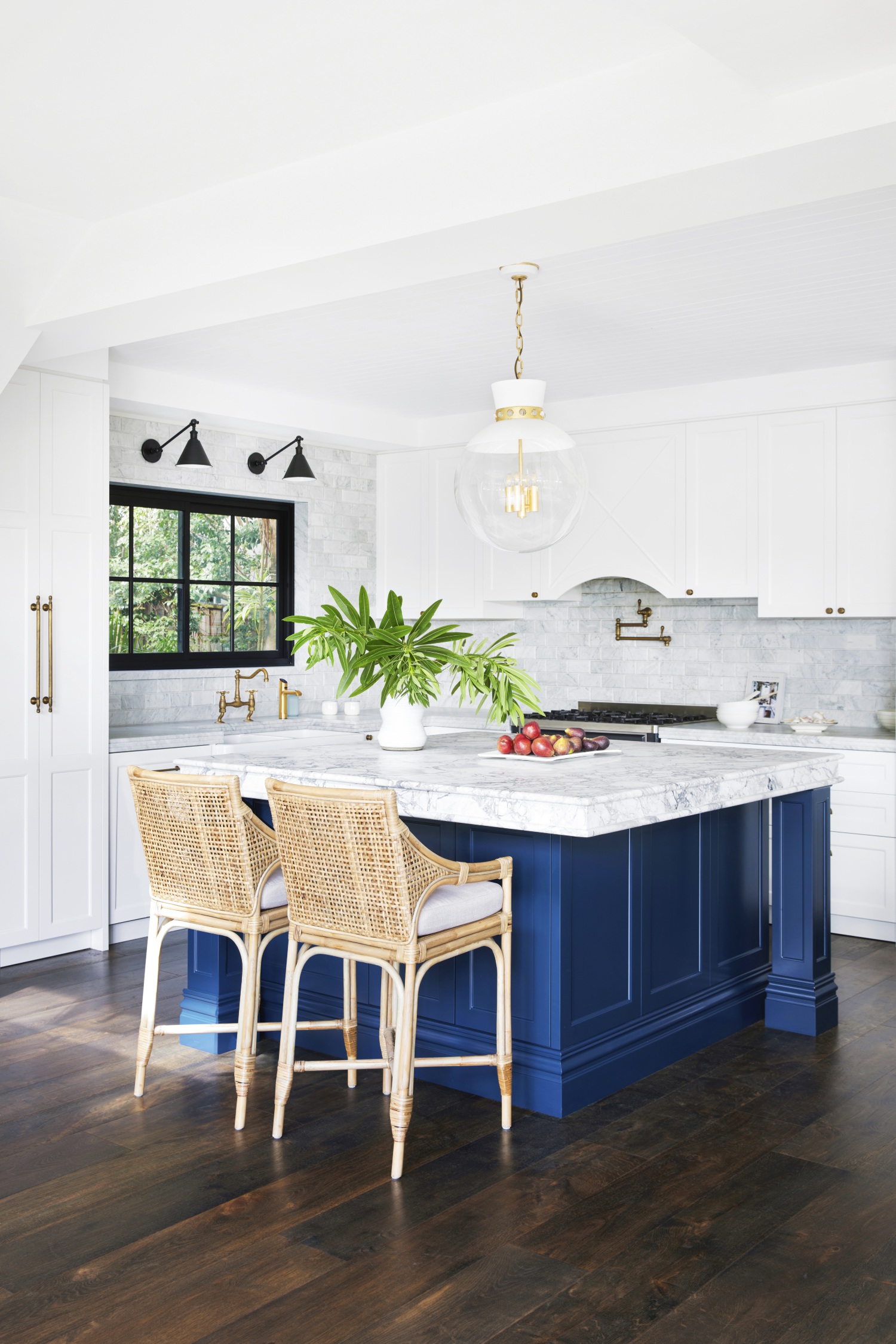hamptons inspired bungalow upper north shore blue kitchen joinery