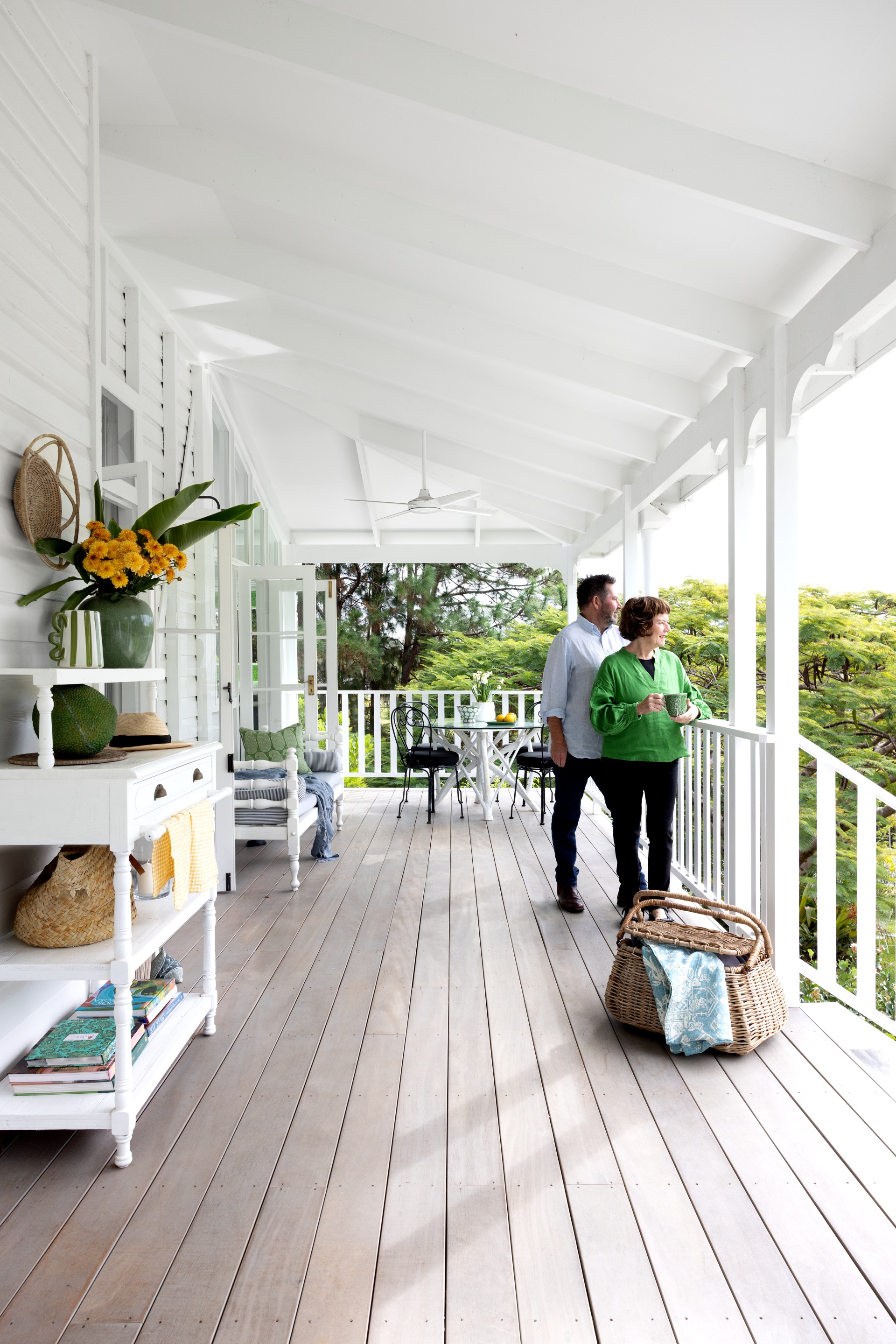 Owners Sue and Justin taking in the views from the veranda.