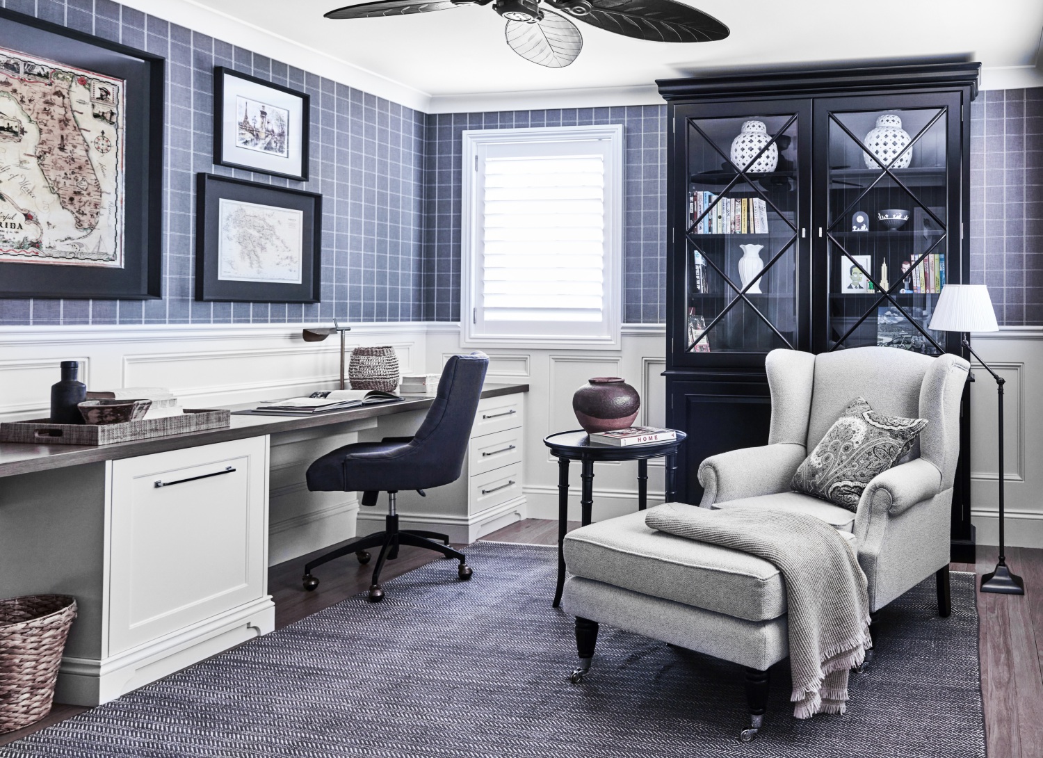 Buyer's Guide Home Office Navy and White with Armchair