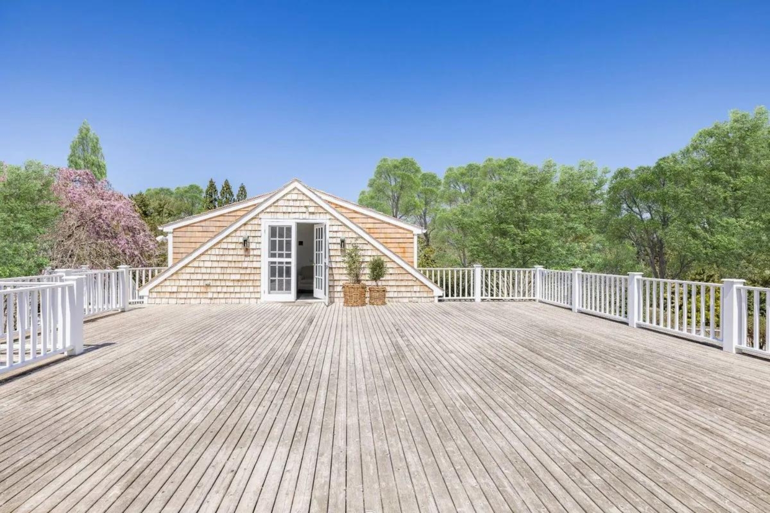 Drew Barrymore Hamptons home for sale upstairs deck