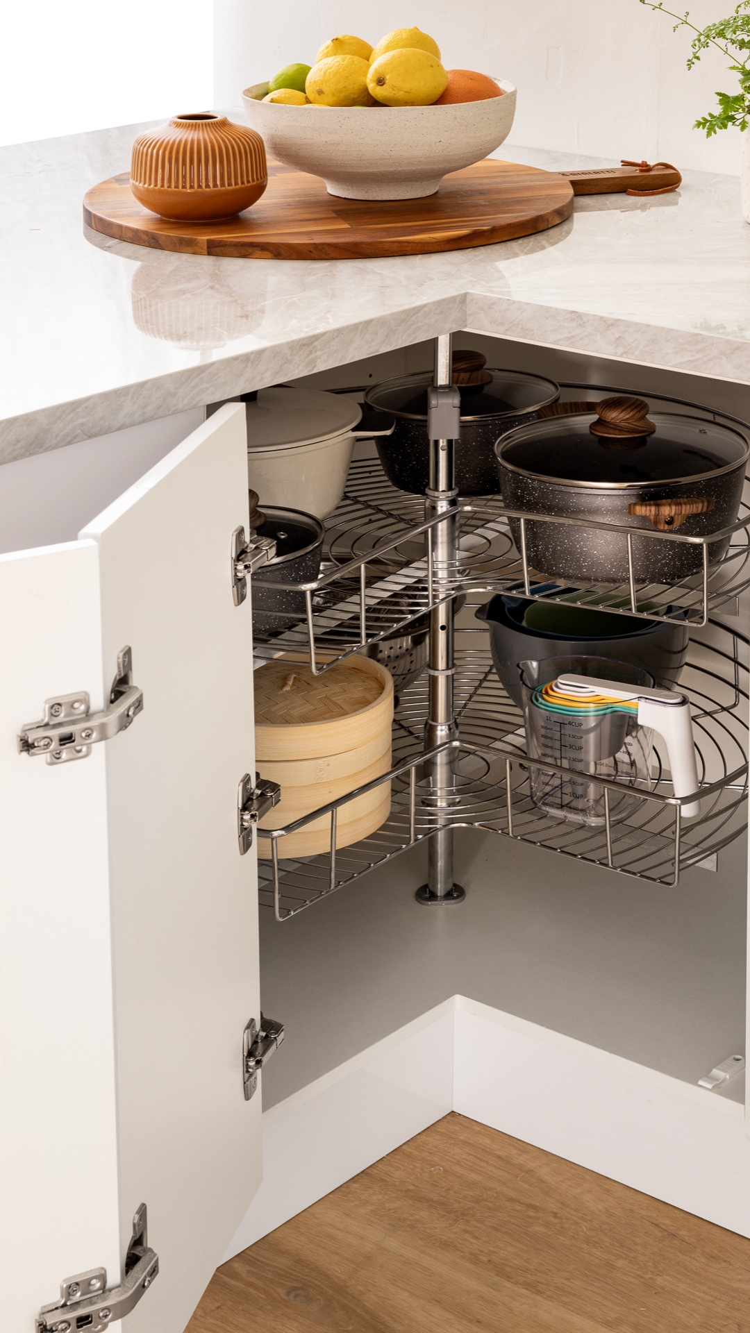 Kitchen storage underneath the countertop