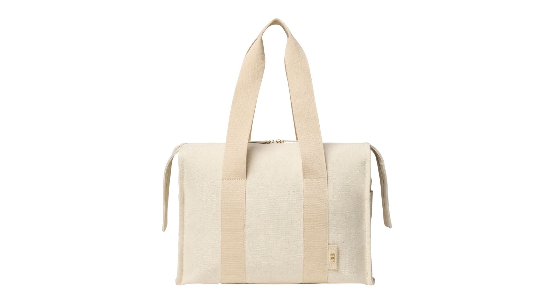 A duffle bag in a cream colour