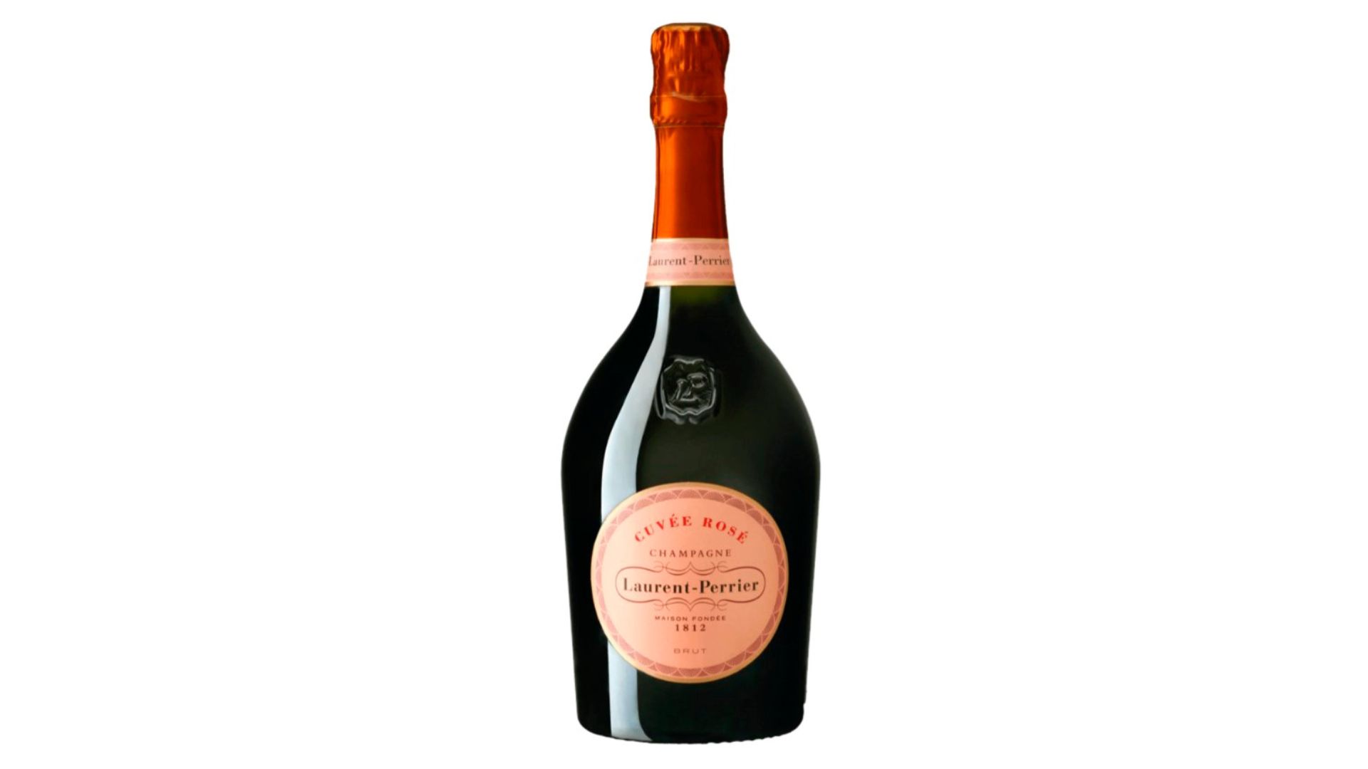 A bottle of rosé champagne