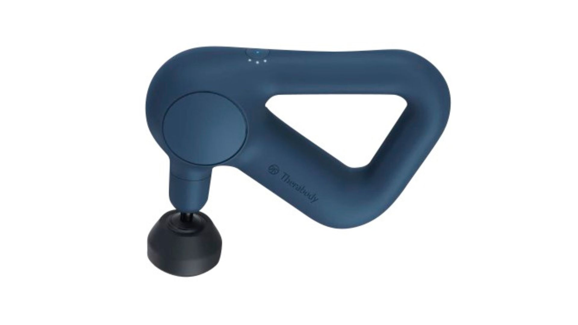 A blue massage gun