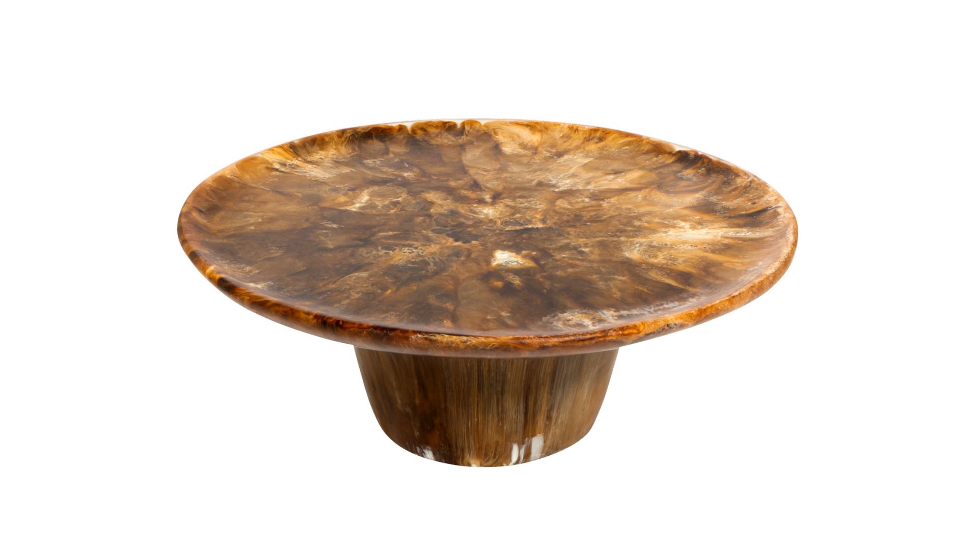 A brown cake stand made from resin