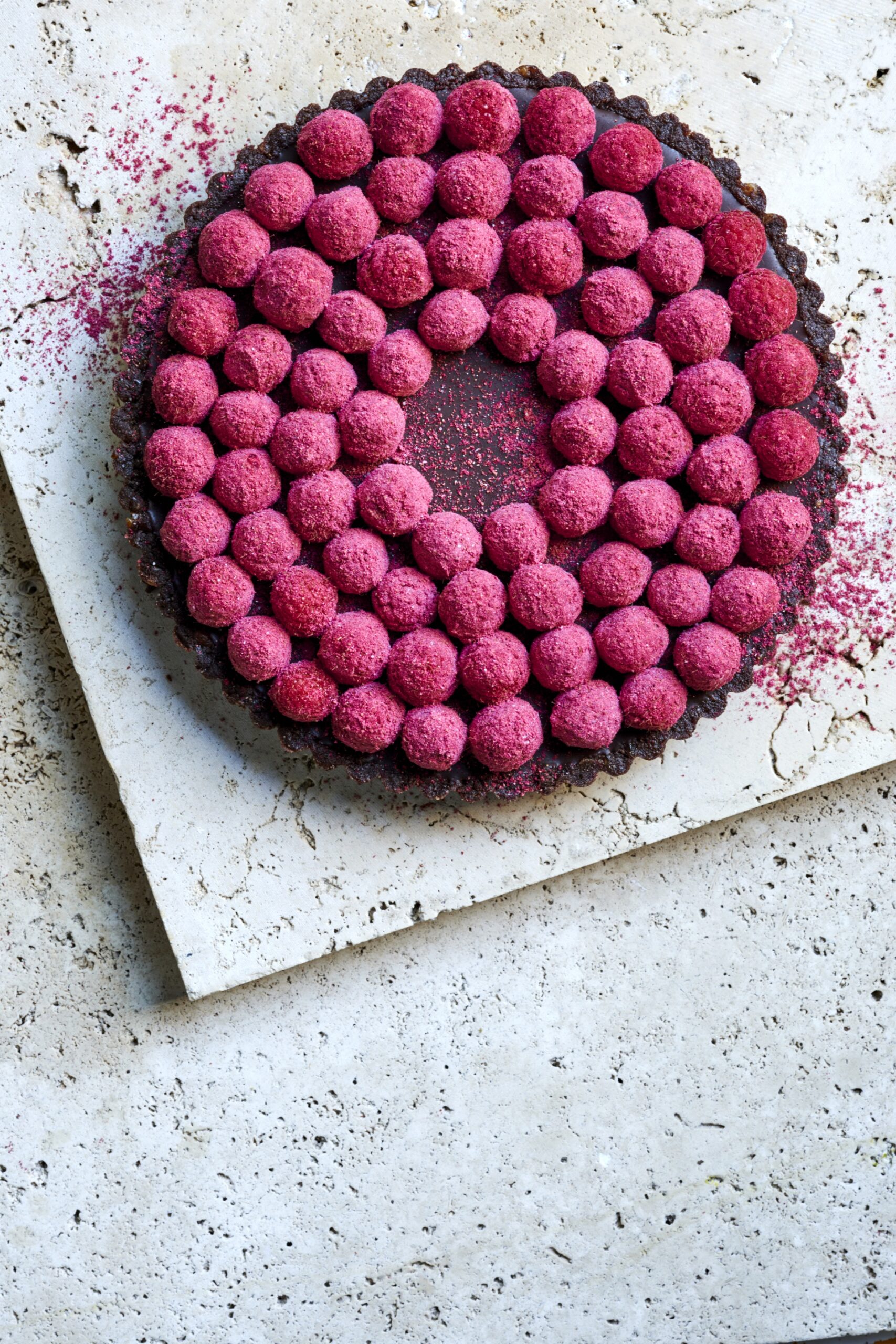 No-bake chocolate and raspberry sherbet tart