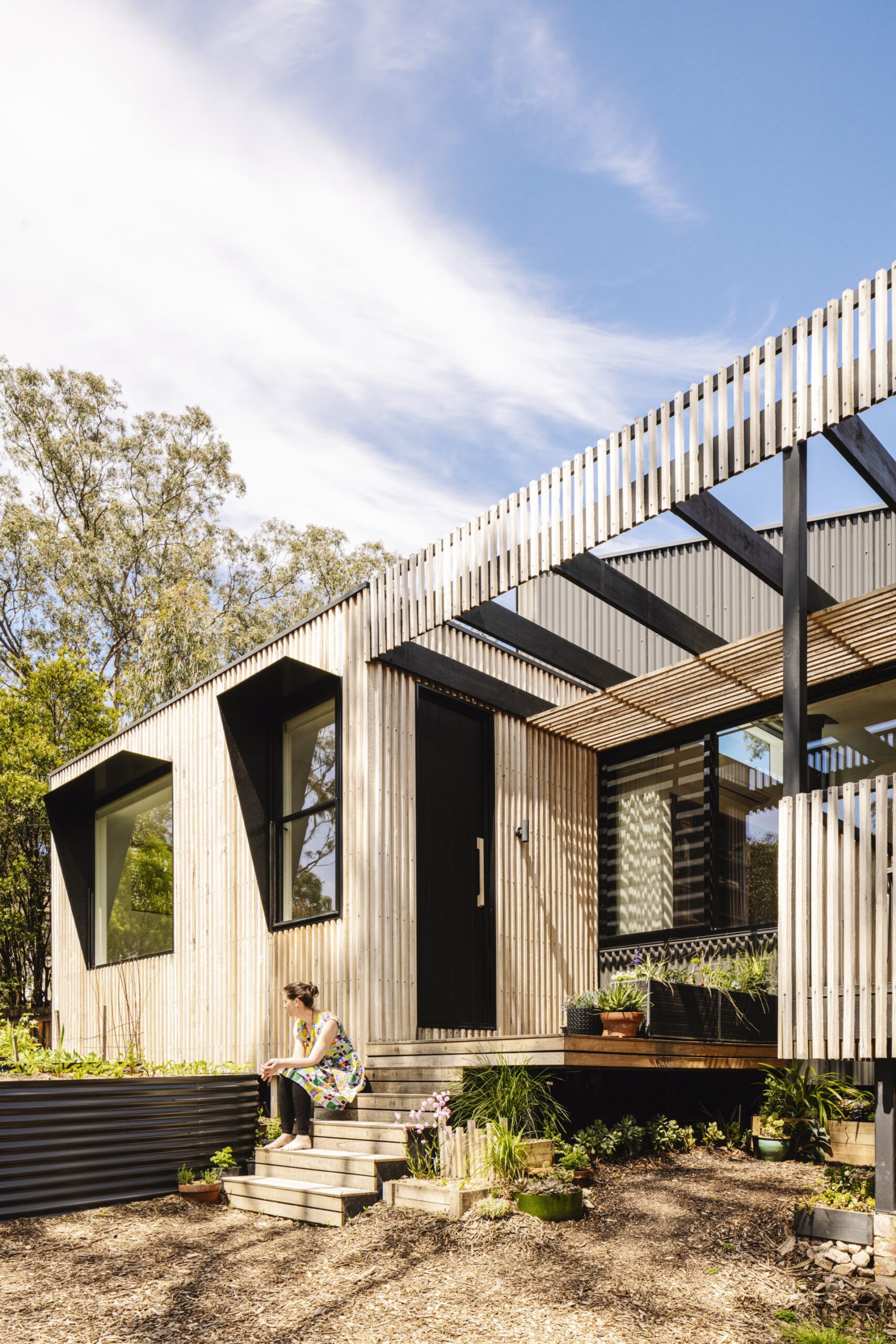 The outside of a sustainable Melbourne home.