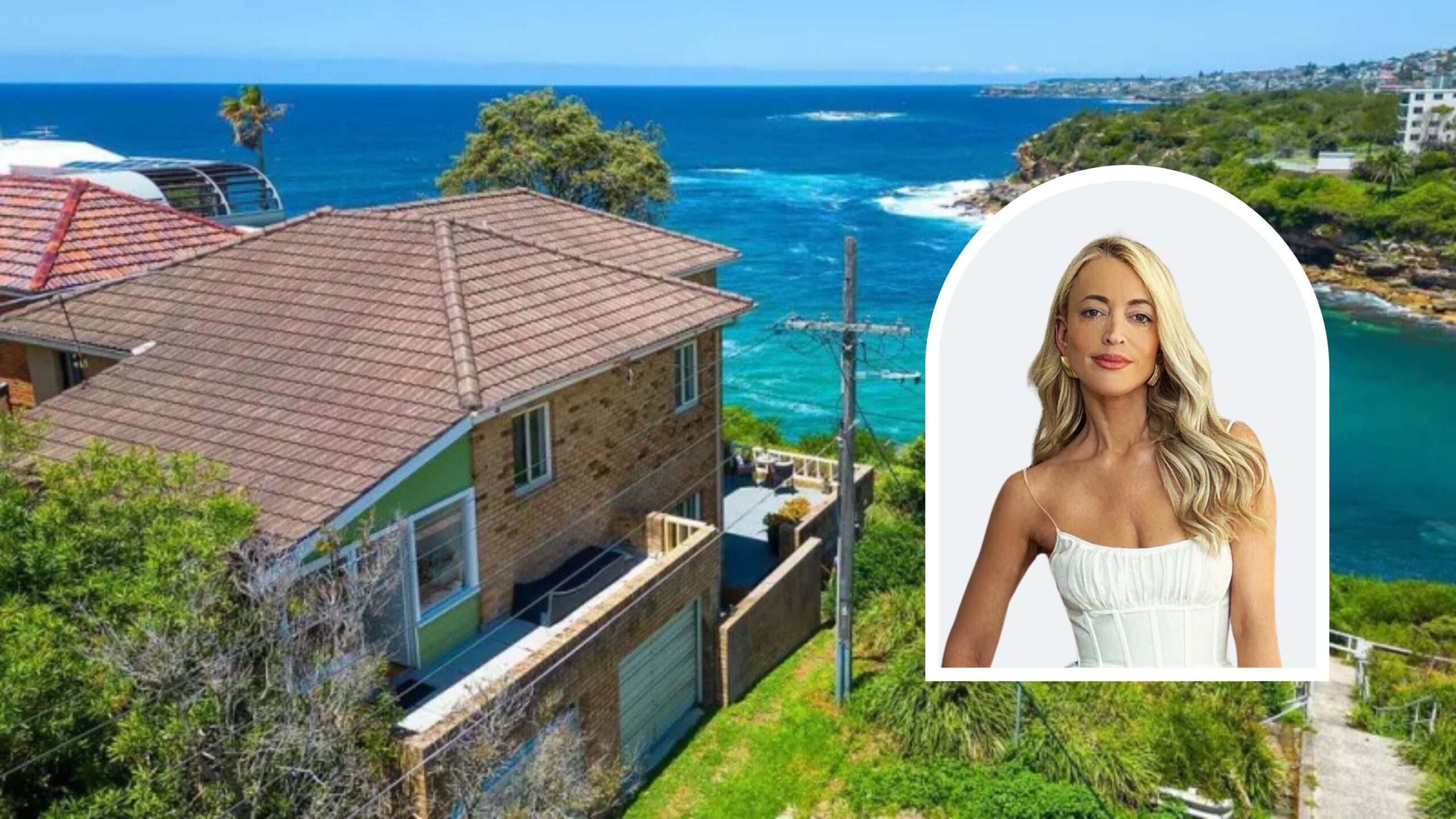Jackie O radio host inset with the before shot of her Gordons Bay home in Clovelly
