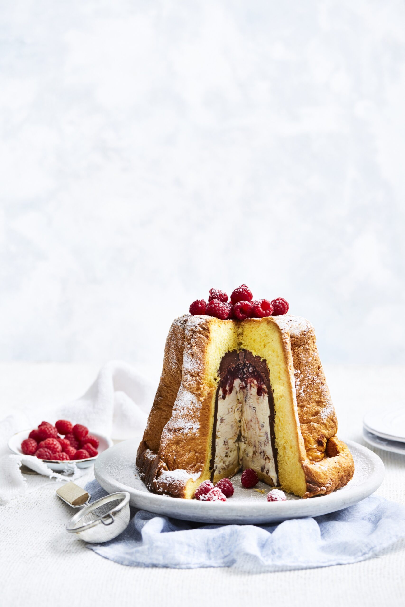 Chocolate hazelnut ice cream pandoro