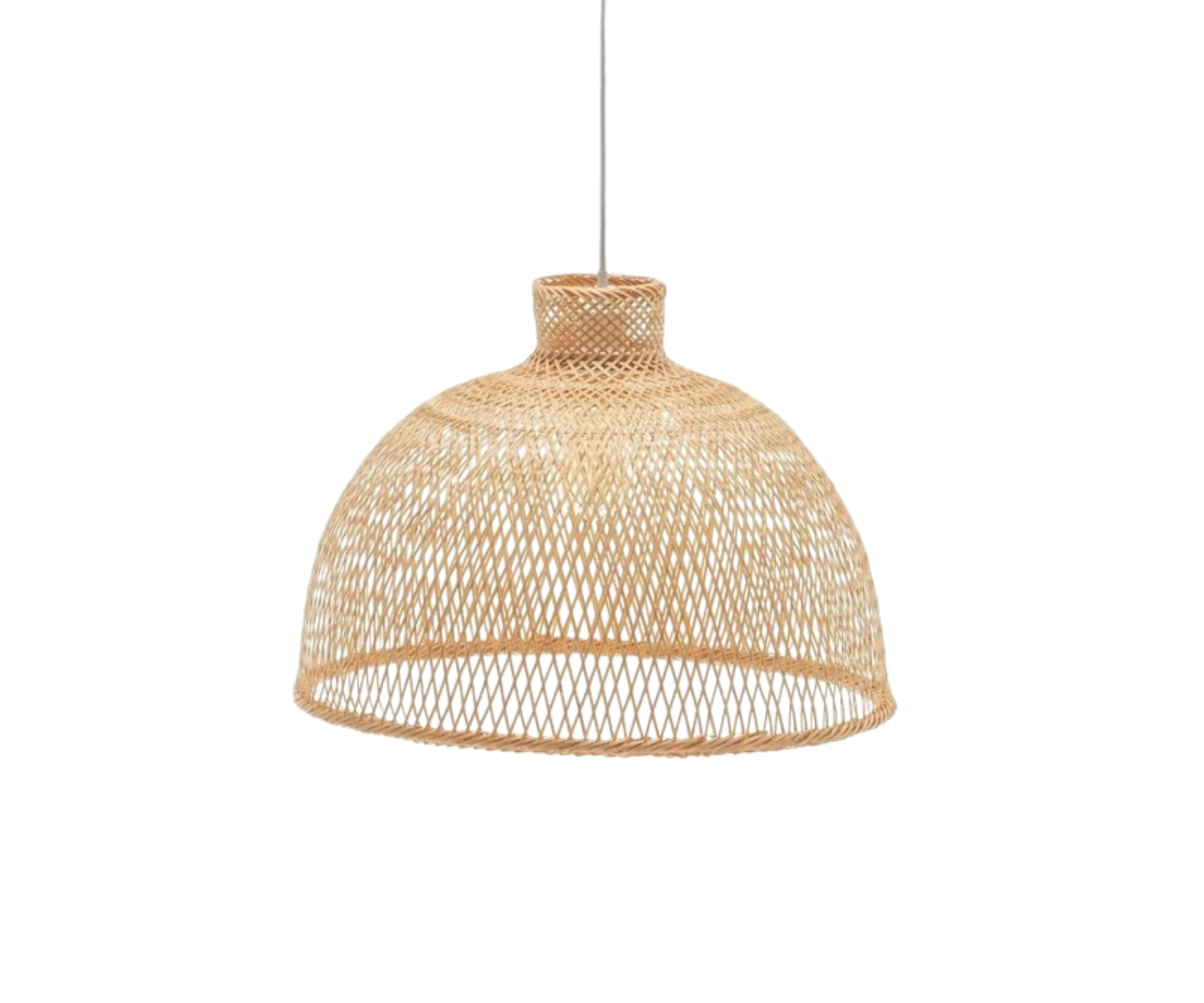 Product image of the Hand Woven Bamboo Dome Pendant Lamp; a beautiful way to incorporate the bamboo trend into your home.