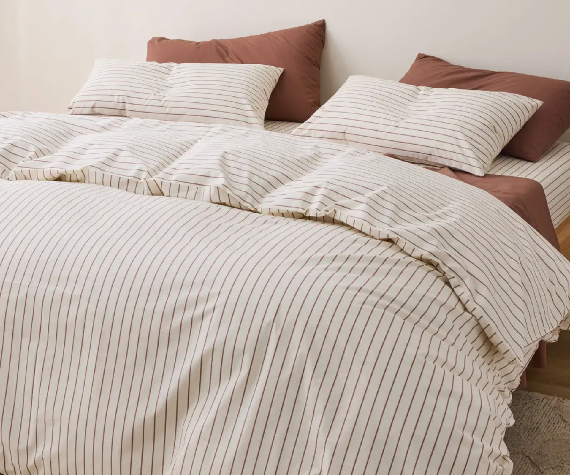 Product image of Sheet Society Jude Organic Cotton Sheet in Sunday Stripe, ranked as one of the best cotton percale sheets and now part of Black Friday bedding sales