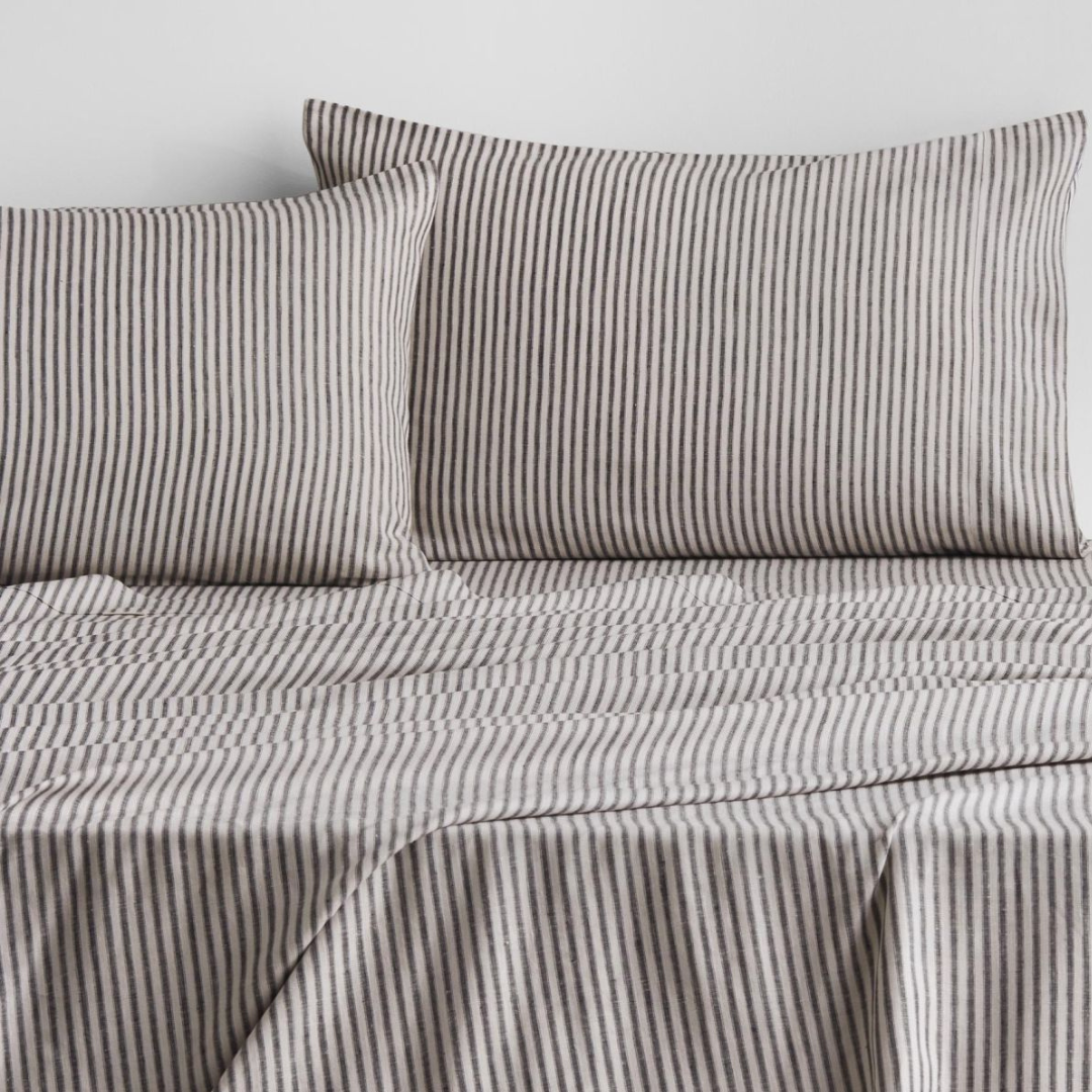 Sheridan Abbotson European Flax Linen Ticking Stripe Fitted Sheet
