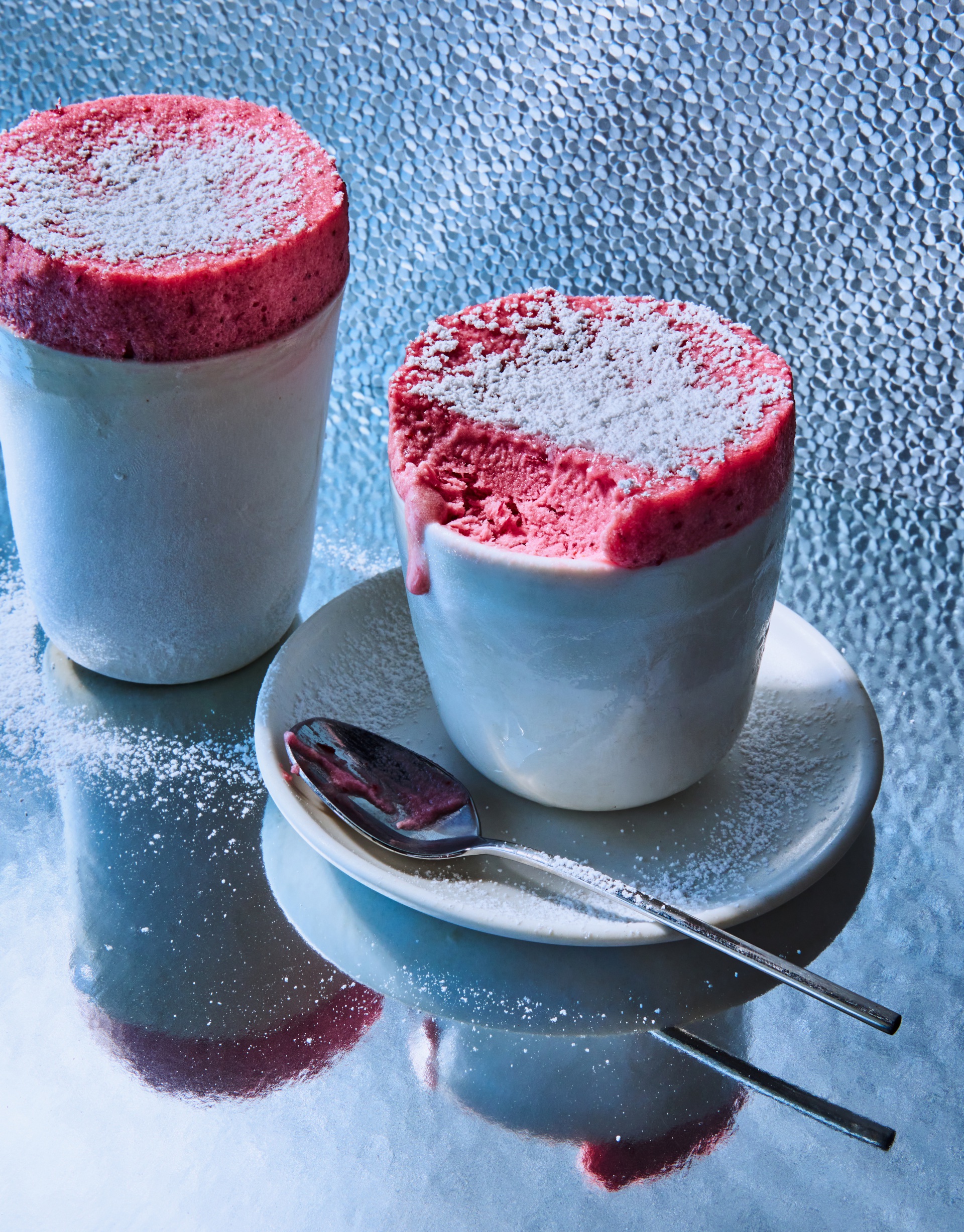 Strawberry cranberry frozen souffles
