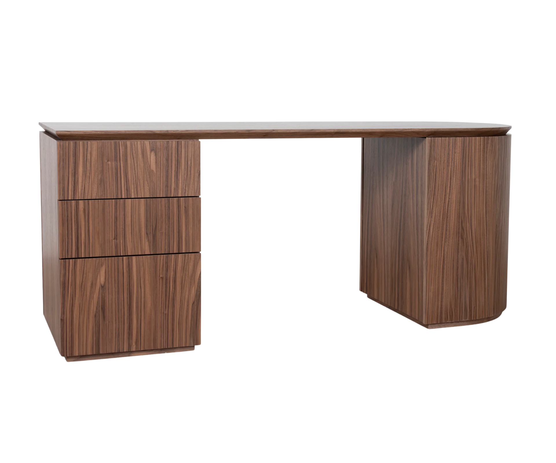 Product image of the Albina Left Drawer Office Desk in Walnut from Interior Secrets