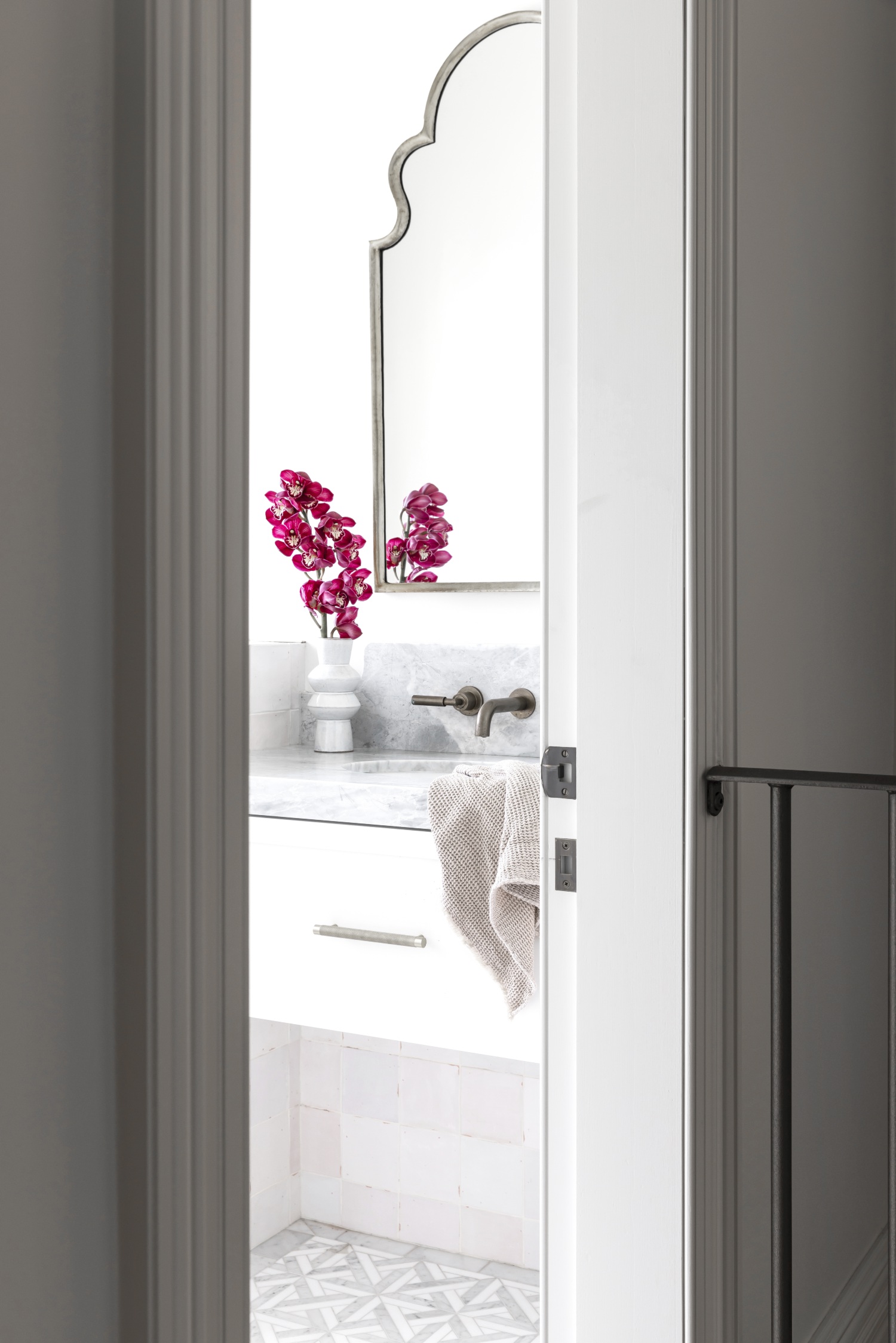 bathroom with grey benchtop