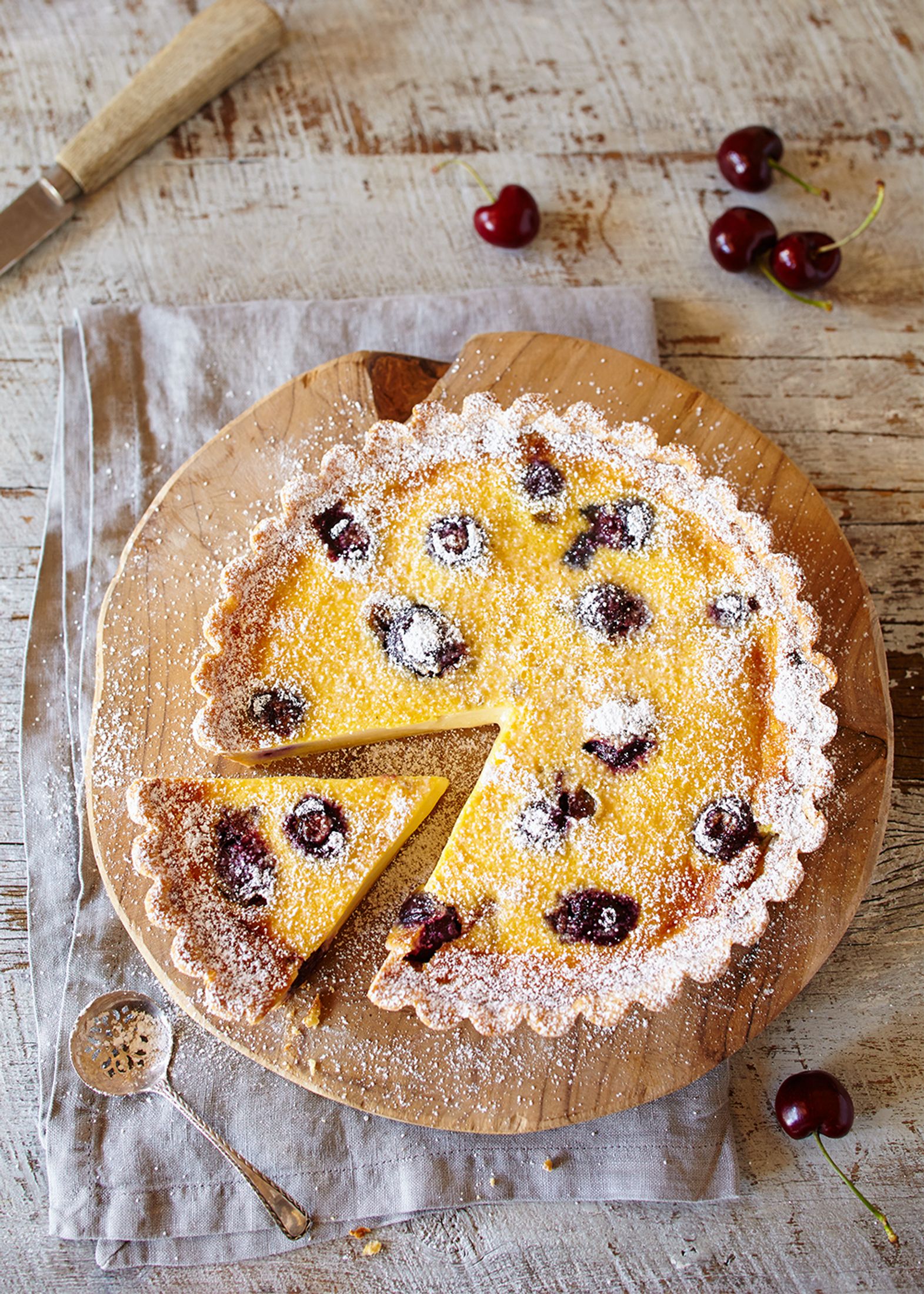 cherry custard tart